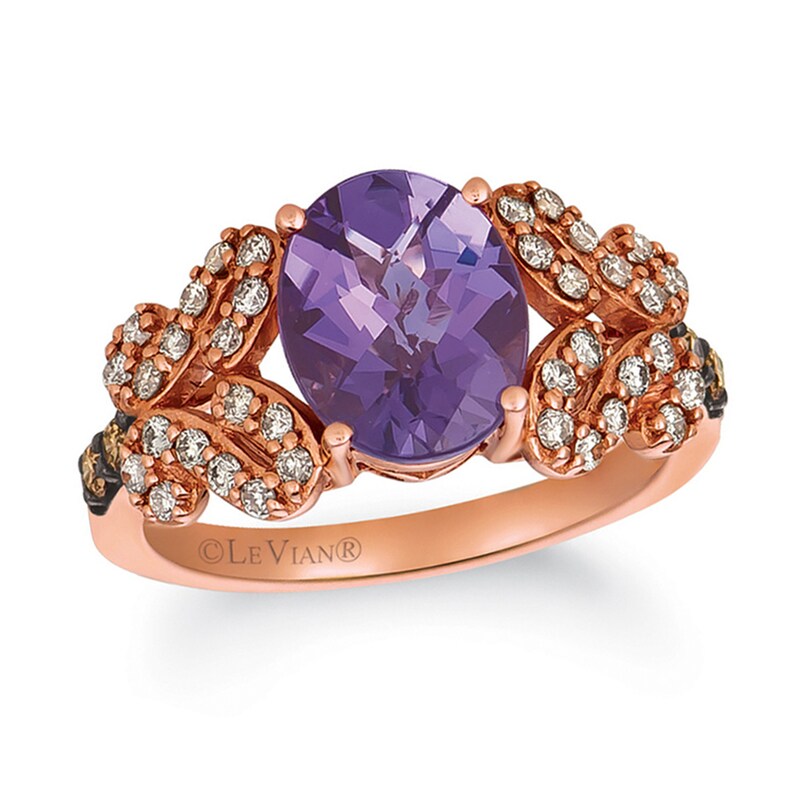 Le Vian Amethyst Ring 3/8 ct tw Diamonds 14K Strawberry Gold