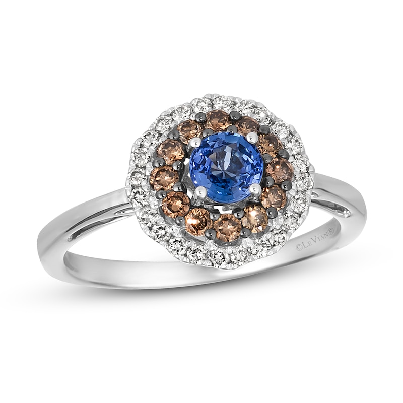 Main Image 1 of Le Vian Diamond & Blue Sapphire Ring 3/8 ct tw 14K Vanilla Gold