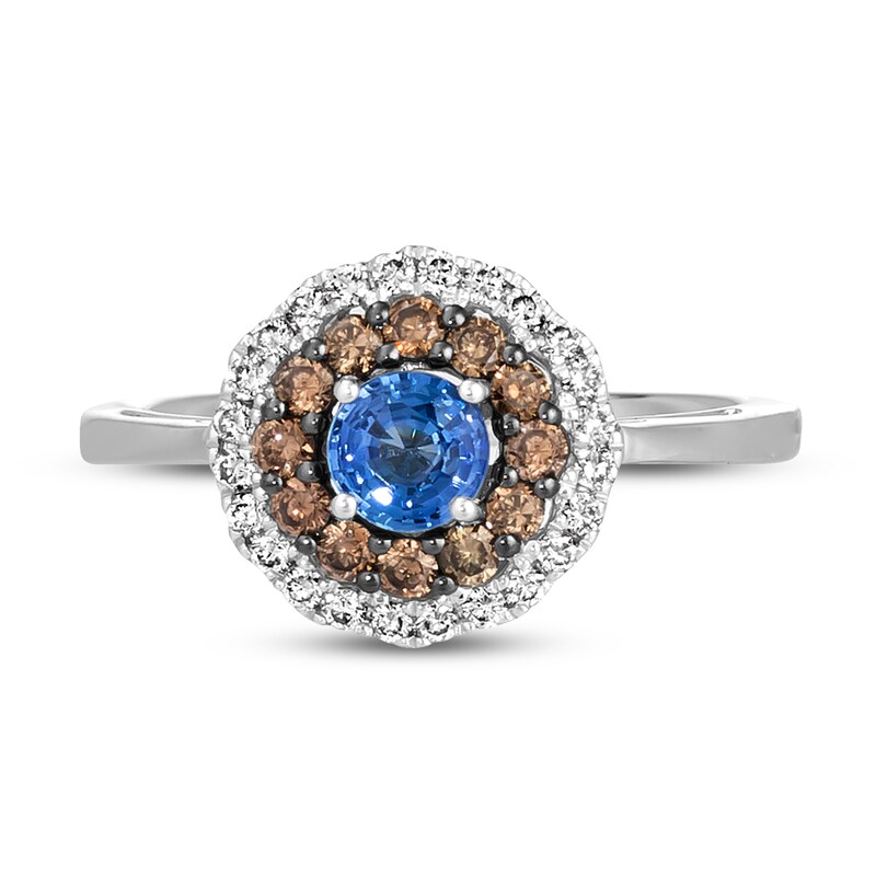 Main Image 2 of Le Vian Diamond & Blue Sapphire Ring 3/8 ct tw 14K Vanilla Gold