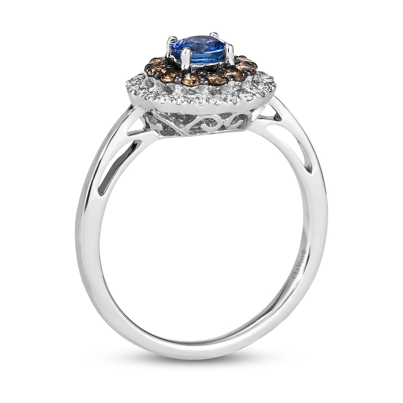 Main Image 3 of Le Vian Diamond & Blue Sapphire Ring 3/8 ct tw 14K Vanilla Gold
