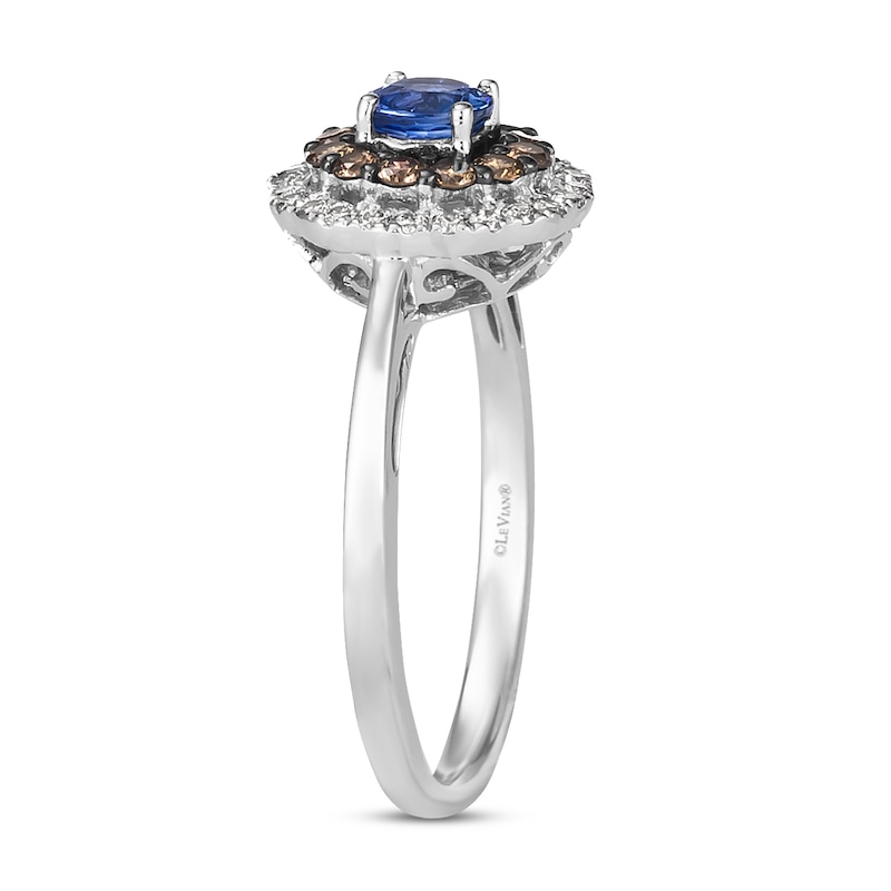 Main Image 4 of Le Vian Diamond & Blue Sapphire Ring 3/8 ct tw 14K Vanilla Gold