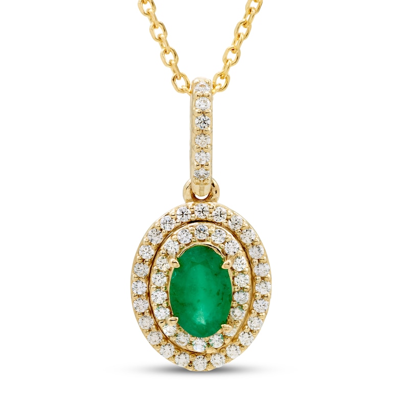 Main Image 1 of Emerald Necklace 1/5 ct tw Diamonds 10K Yellow Gold 18"