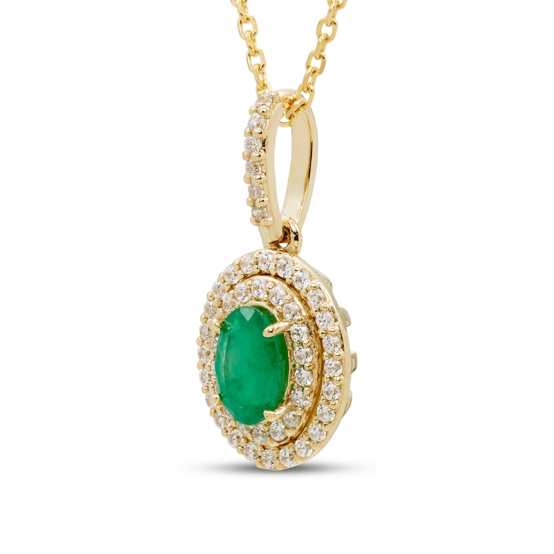 Main Image 2 of Emerald Necklace 1/5 ct tw Diamonds 10K Yellow Gold 18"
