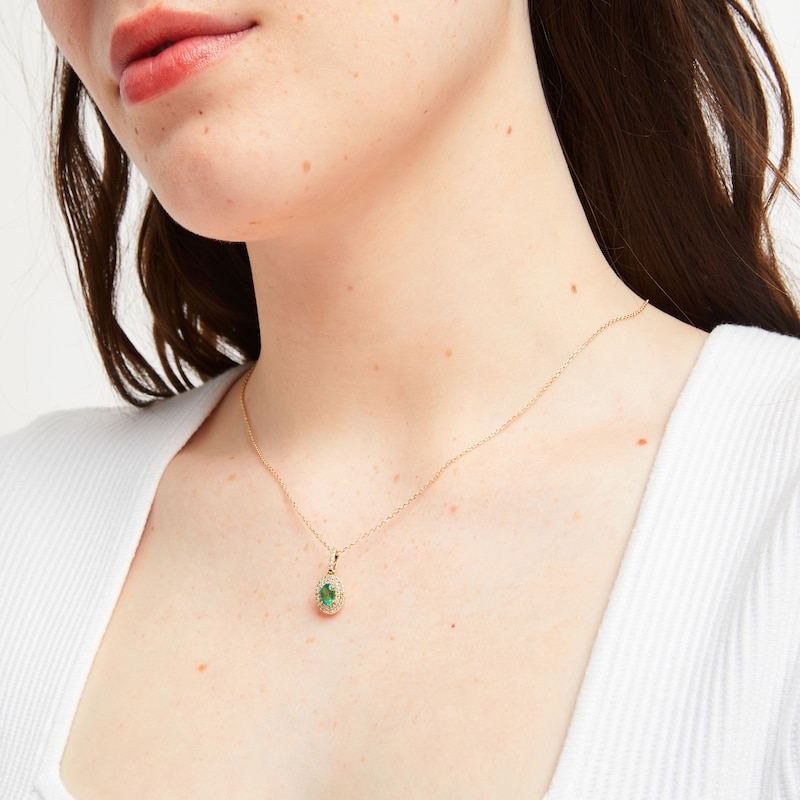 Main Image 5 of Emerald Necklace 1/5 ct tw Diamonds 10K Yellow Gold 18"