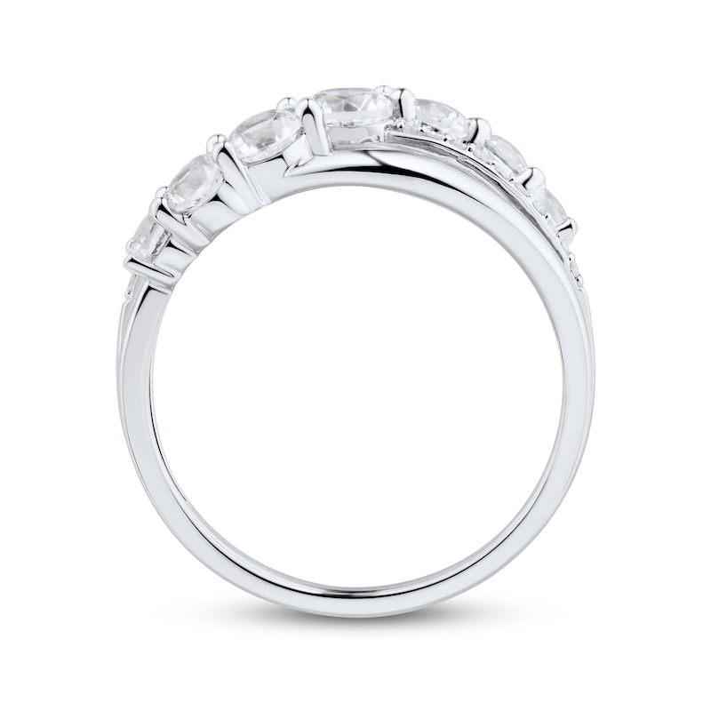 White Lab-Created Sapphire Wave Ring Sterling Silver