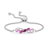 Thumbnail Image 1 of Vibrant Shades Lab-Created Ruby, Pink & White Lab-Created Sapphire Bolo Bracelet Sterling Silver