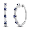 Thumbnail Image 1 of Blue & White Lab-Created Sapphire Hoop Earrings Sterling Silver