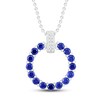 Thumbnail Image 1 of Blue & White Lab-Created Sapphire Circle Necklace Sterling Silver 18"