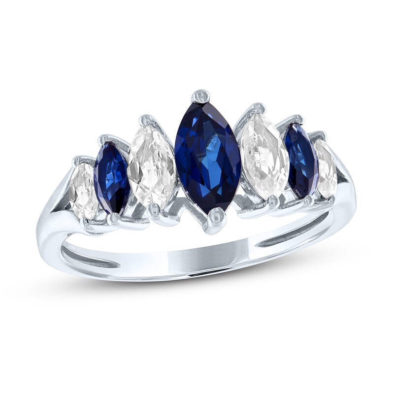 Blue/White Lab-Created Sapphire Ring Sterling Silver