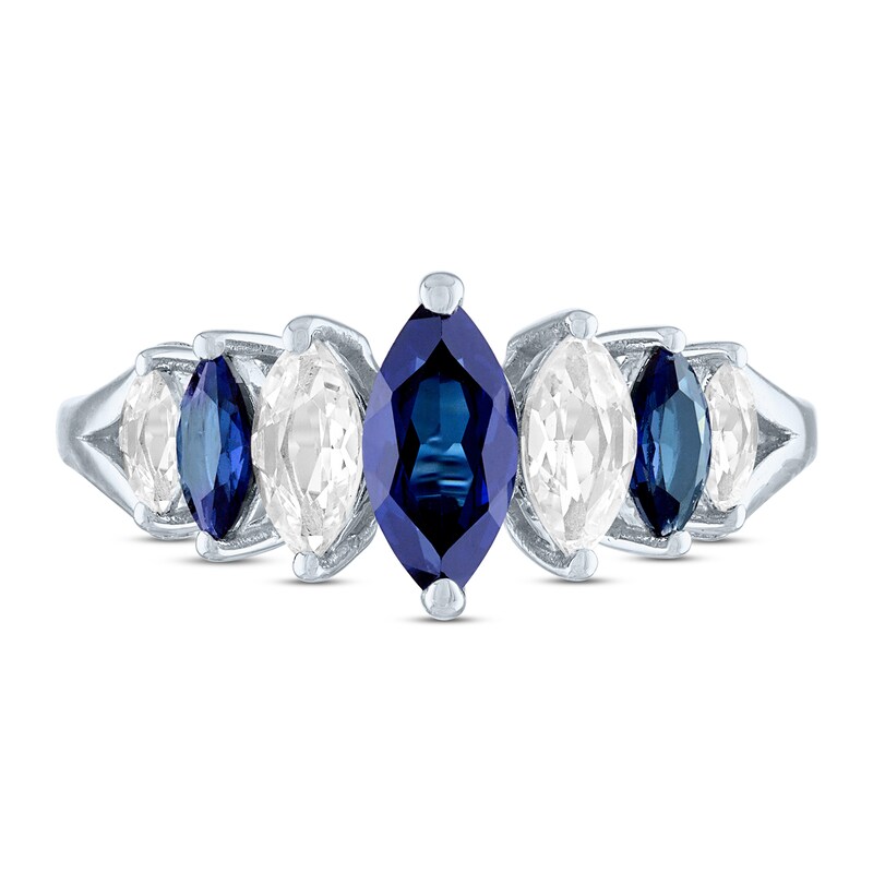 Blue/White Lab-Created Sapphire Ring Sterling Silver