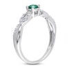 Thumbnail Image 1 of Lab-Created Emerald & Diamond Ring 1/15 ct tw Round-Cut Sterling Silver