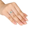 Thumbnail Image 2 of Lab-Created Emerald & Diamond Ring 1/15 ct tw Round-Cut Sterling Silver