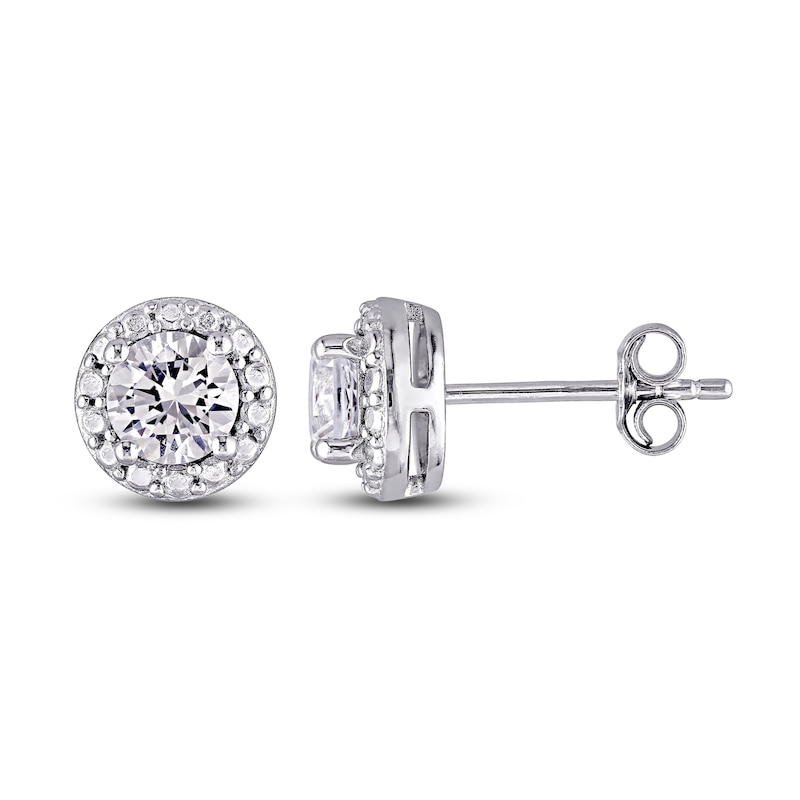Main Image 1 of White Lab-Created Sapphire Stud Earrings Sterling Silver