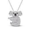 Thumbnail Image 1 of White Lab-Created Sapphire & Black Spinel Koala Necklace Sterling Silver 18"