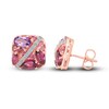 Thumbnail Image 3 of Tourmaline, Garnet, Amethyst & Diamond Earrings 1/15 ct tw Round-Cut 10K Rose Gold