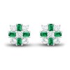Lab-Created Emerald & White Lab-Created Sapphire Stud Earrings Sterling Silver