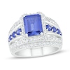 Blue & White Lab-Created Sapphire Ring Sterling Silver
