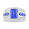 Blue & White Lab-Created Sapphire Ring Sterling Silver