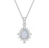 Thumbnail Image 1 of Lab-Created Opal & White Lab-Created Sapphire Necklace Sterling Silver 18"