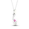 Thumbnail Image 1 of Pink Lab-Created Sapphire & Diamond Giraffe Necklace Sterling Silver 18"