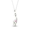 Thumbnail Image 3 of Pink Lab-Created Sapphire & Diamond Giraffe Necklace Sterling Silver 18"