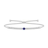 Thumbnail Image 0 of Blue Sapphire & Diamond Bolo Bracelet 1/20 ct tw Round-Cut 10K White Gold
