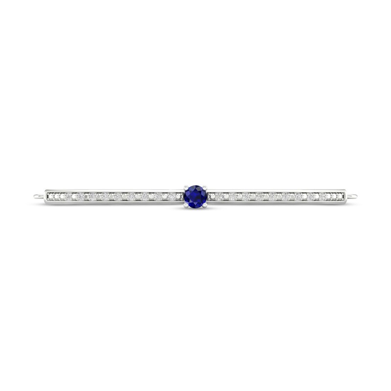 Blue Sapphire & Diamond Bolo Bracelet 1/20 ct tw Round-Cut 10K White Gold