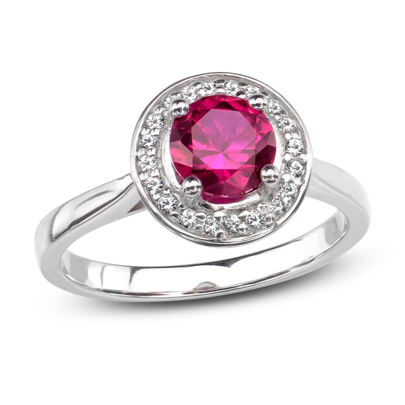 Lab-Created Ruby & White Lab-Created Sapphire Ring Sterling Silver