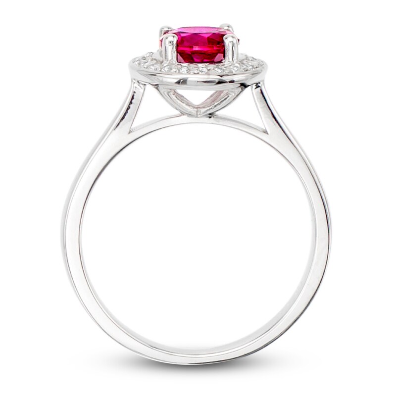 Lab-Created Ruby & White Lab-Created Sapphire Ring Sterling Silver