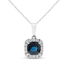 Thumbnail Image 1 of Blue Sapphire & Diamond Necklace 1/8 ct tw Cushion/Round-Cut 10K White Gold 18"