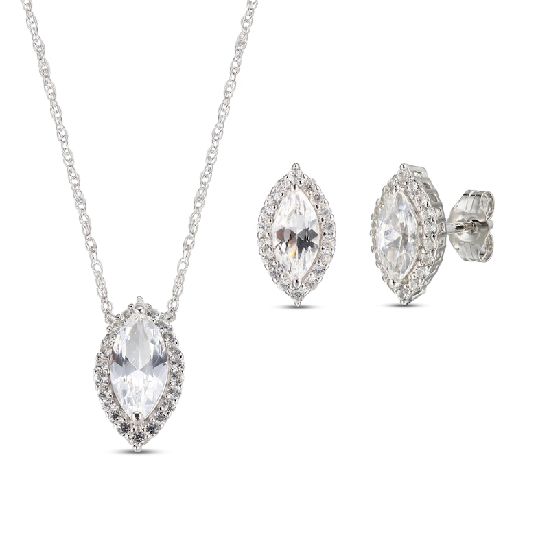 Main Image 1 of White Lab-Created Sapphire Boxed Set Sterling Silver