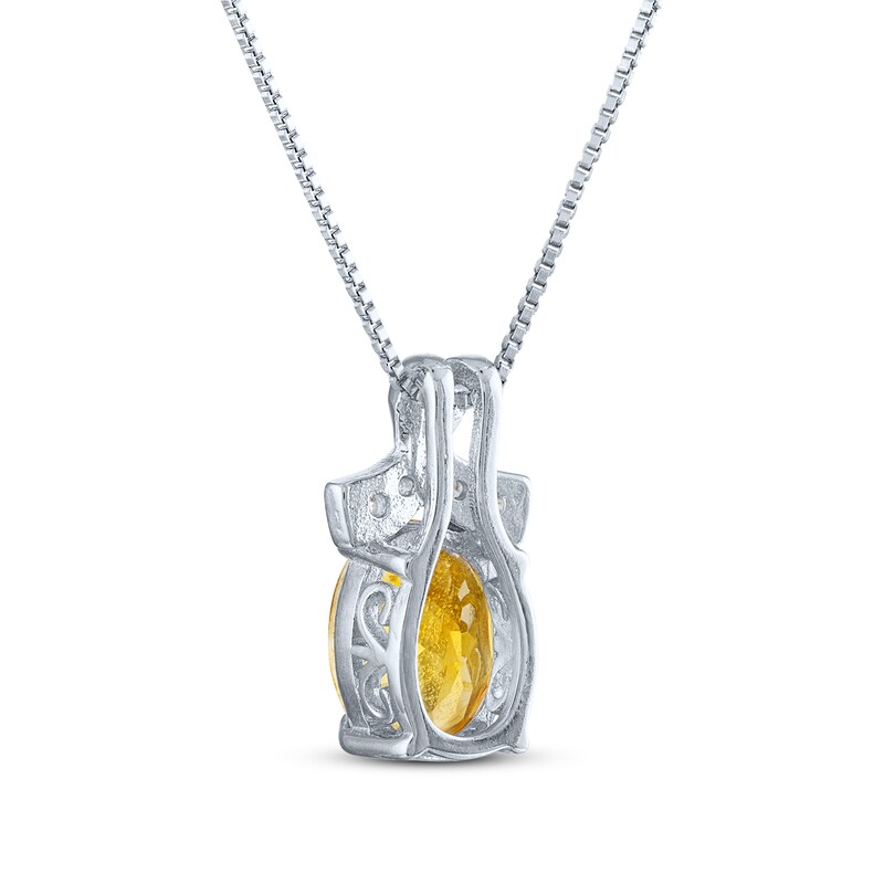 Main Image 3 of Citrine & White Lab-Created Sapphire Necklace Sterling Silver 18"