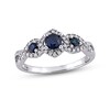 Thumbnail Image 1 of Blue Sapphire & Diamond Ring 1/8 ct tw Round-Cut 10K White Gold