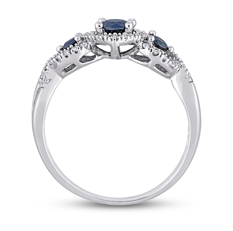Main Image 5 of Blue Sapphire & Diamond Ring 1/8 ct tw Round-Cut 10K White Gold