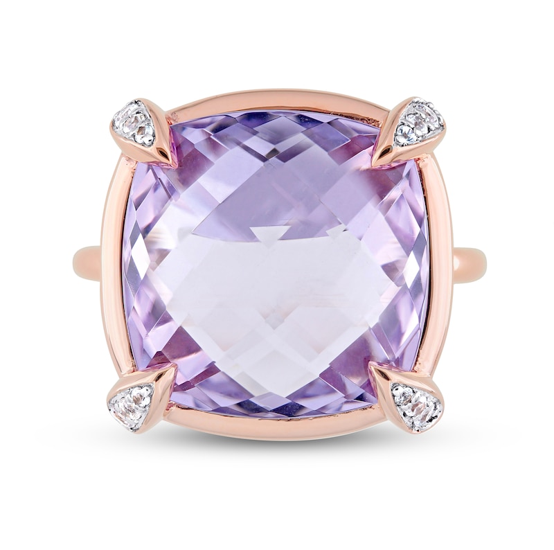 Amethyst & White Sapphire Ring 14K Rose Gold