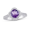 Thumbnail Image 1 of Amethyst & Diamond Ring 1/4 ct tw Round-Cut 14K White Gold