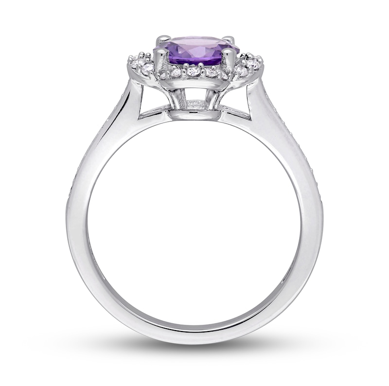 Main Image 4 of Amethyst & Diamond Ring 1/4 ct tw Round-Cut 14K White Gold