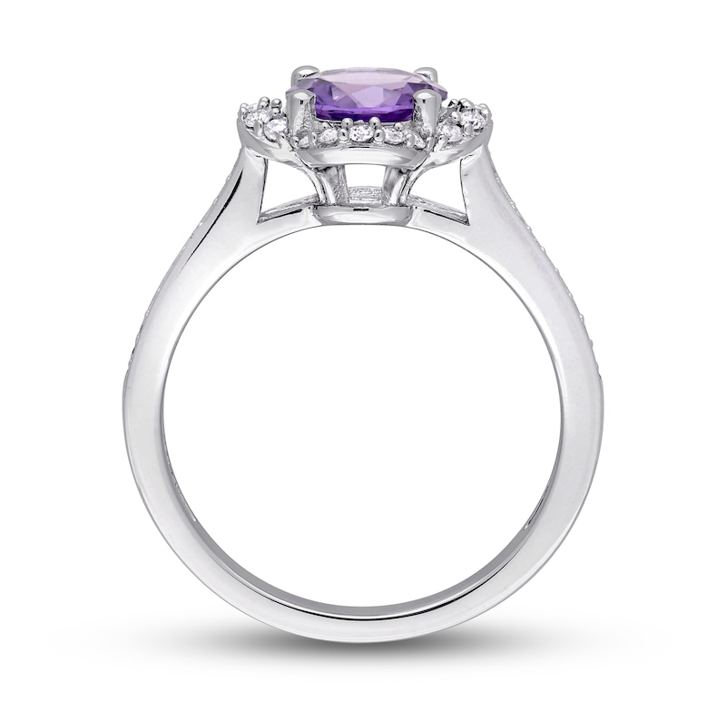 Amethyst & Diamond Ring 1/4 ct tw Round-Cut 14K White Gold