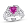 Thumbnail Image 0 of Lab-Created Ruby & White Lab-Created Sapphire Heart Ring Sterling Silver