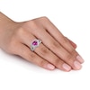 Thumbnail Image 1 of Lab-Created Ruby & White Lab-Created Sapphire Heart Ring Sterling Silver