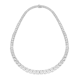 White Lab-Created Sapphire Necklace Sterling Silver 18"