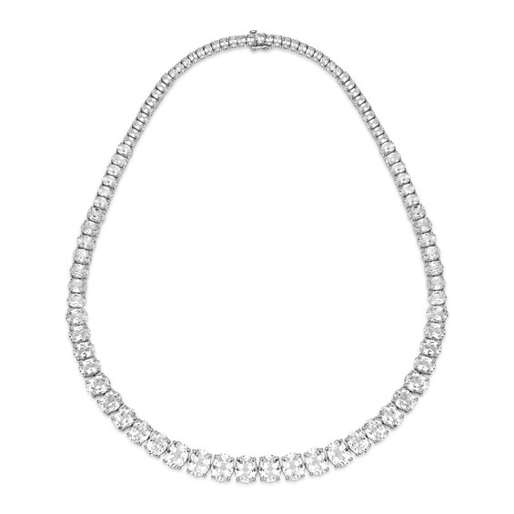 White Lab-Created Sapphire Necklace Sterling Silver 18"