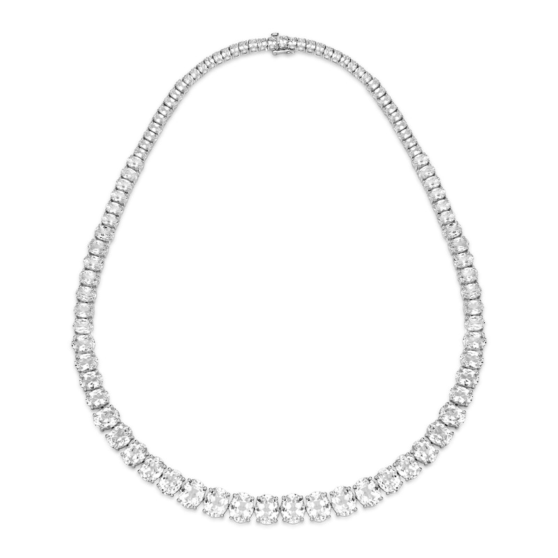 Main Image 1 of White Lab-Created Sapphire Necklace Sterling Silver 18"