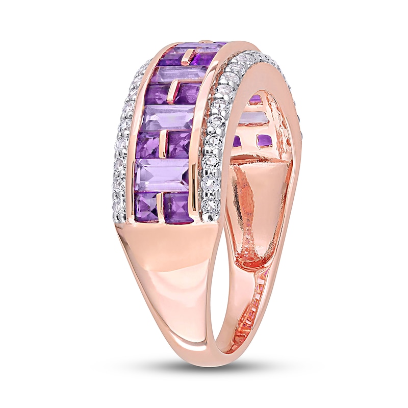 Main Image 3 of Amethyst & White Topaz Ring 10K Rose Gold