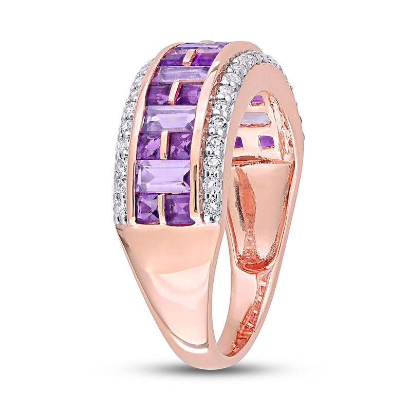 Amethyst & White Topaz Ring 10K Rose Gold