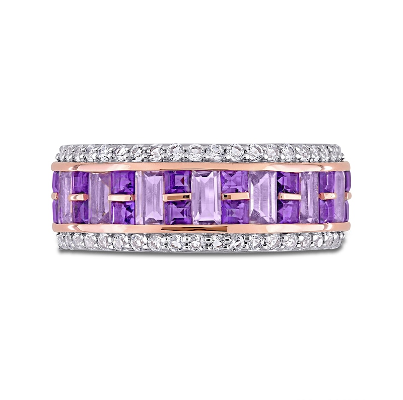 Amethyst & White Topaz Ring 10K Rose Gold