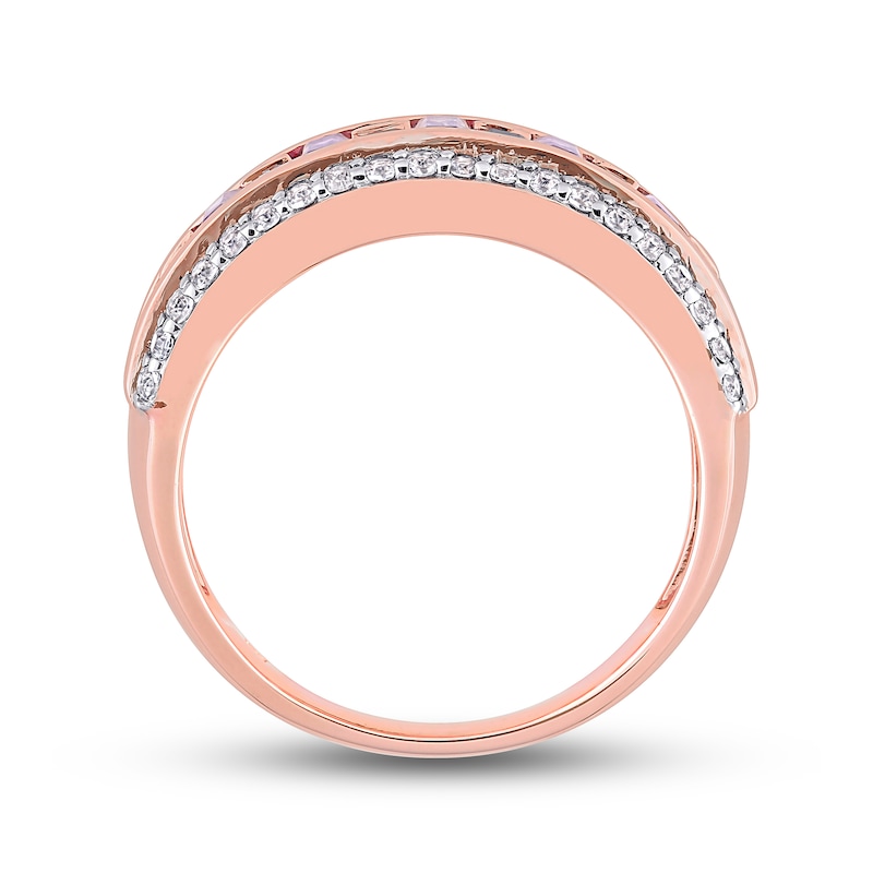 Main Image 5 of Amethyst & White Topaz Ring 10K Rose Gold