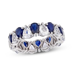 Blue & White Sapphire Ring 14K White Gold