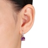 Thumbnail Image 1 of Amethyst & Diamond Dangle Earrings 1/20 ct tw Cushion/Round-Cut 10K Rose Gold