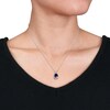 Thumbnail Image 1 of Blue Sapphire & Diamond Necklace 1/6 ct tw Oval/Round-Cut 10K White Gold 17"